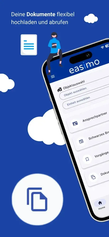 App-Slide "Deine Dokumente flexibel hochladen und abrufen."